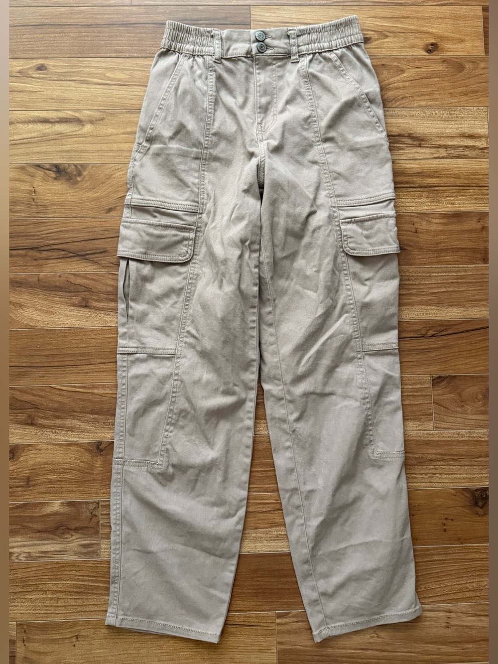 Bluenotes Beige High Rise Straight Cargo Pants Size Medium